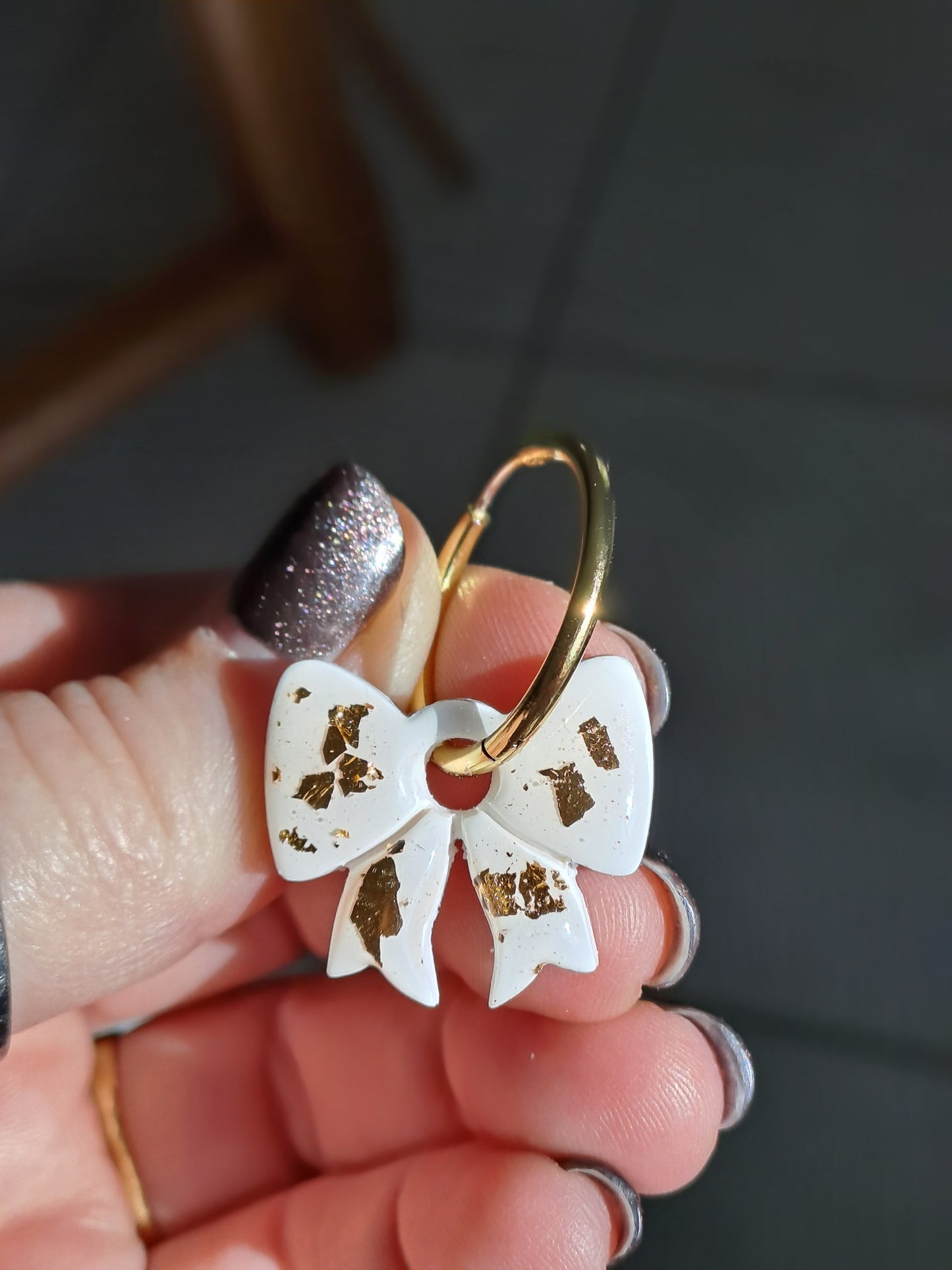 Pampilles Noeud - Blanc & Feuille d'or