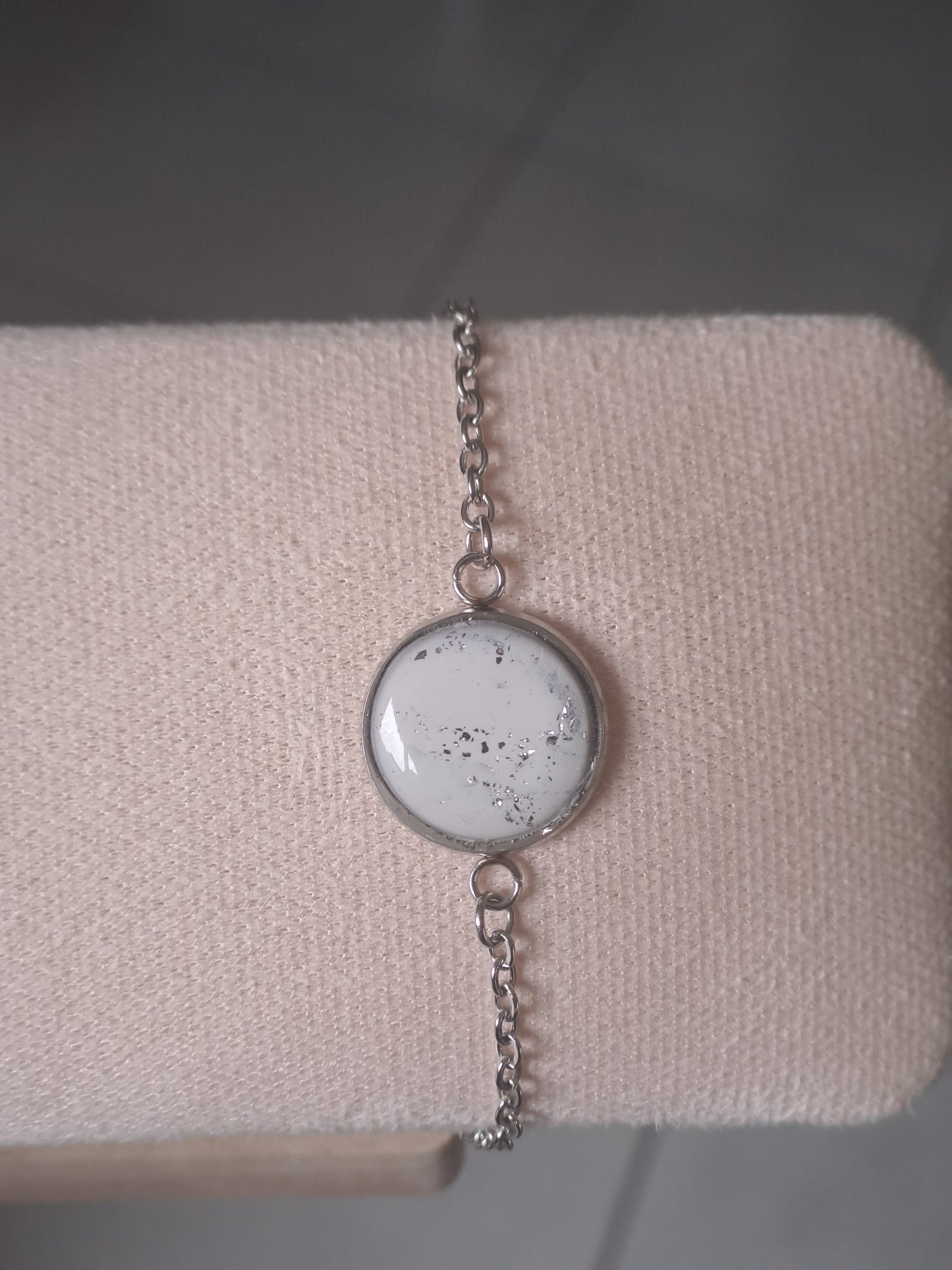 Bracelet Halo - Blanc & Argent marbré